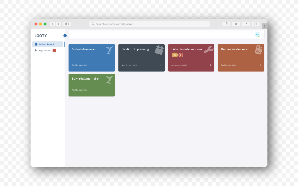 Tableau de bord Looty — accès client